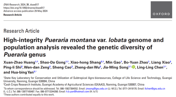 DNA Research上发表野葛基因组和葛属群体遗传变异图谱相关文章.png